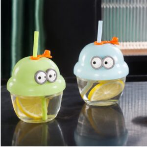 Bình thủy tinh mini có ống hút thiết kế dễ thương kèm nắp chống tràn - Hình ảnh 3