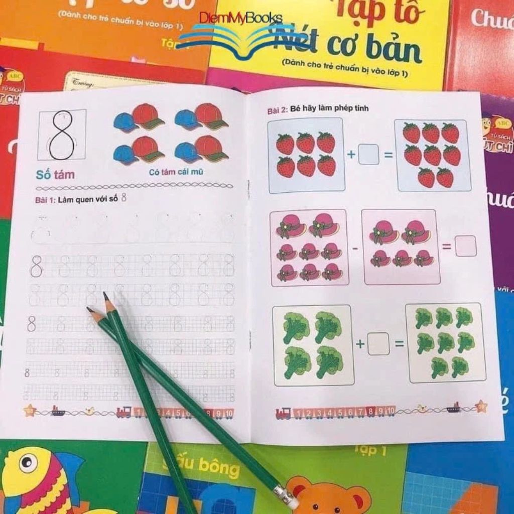 Bộ 10 quyển luyện viết tập tô chữ cho bé mẫu giáo tặng bút chì và gọt tẩy - Ảnh 2