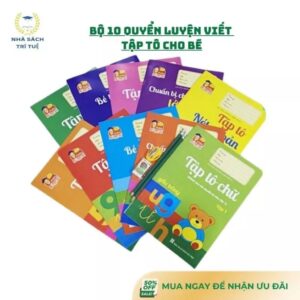 Bộ 10 quyển luyện viết tập tô chữ cho bé mẫu giáo tặng bút chì và gọt tẩy