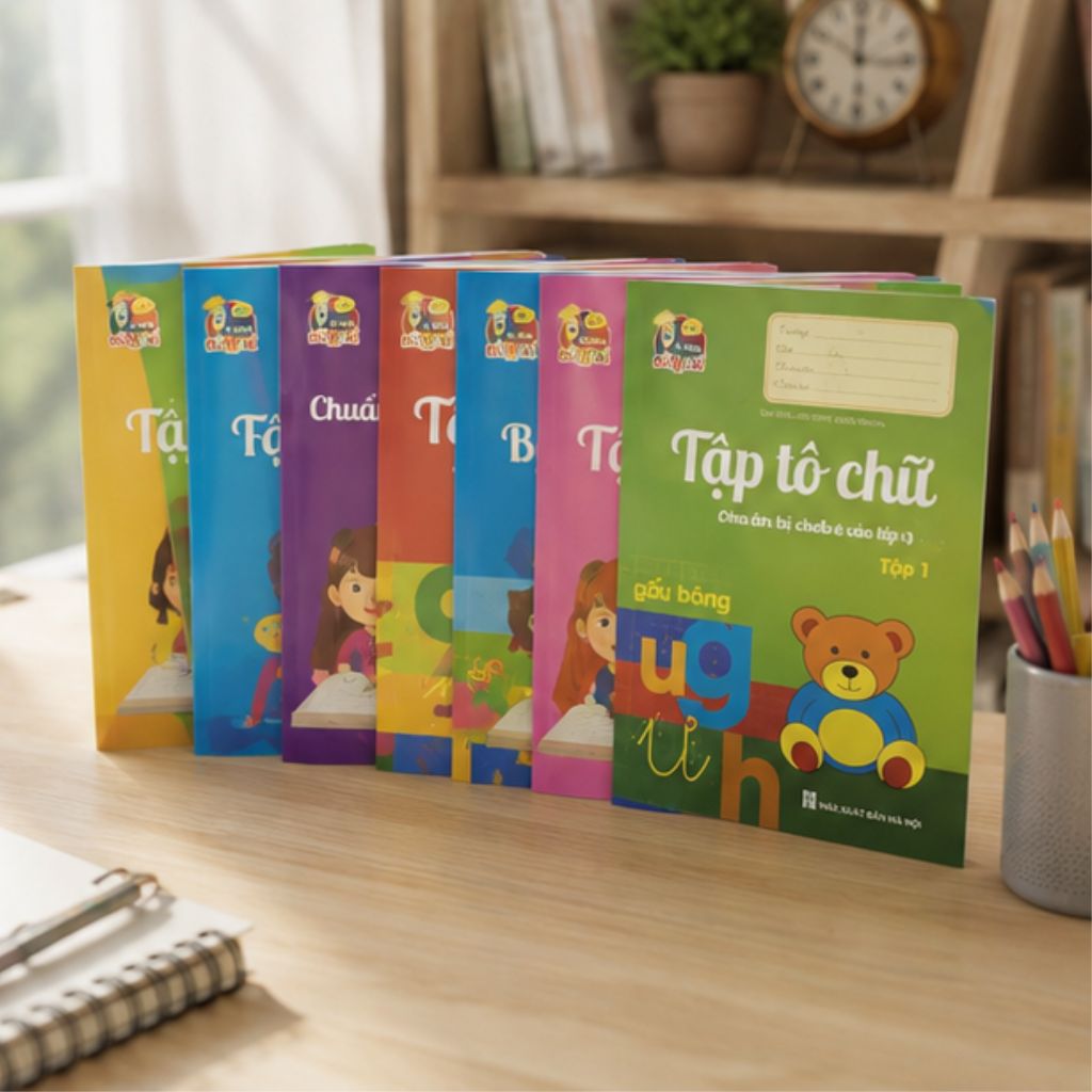 Bộ 10 quyển luyện viết tập tô chữ cho bé mẫu giáo tặng bút chì và gọt tẩy - Ảnh 3