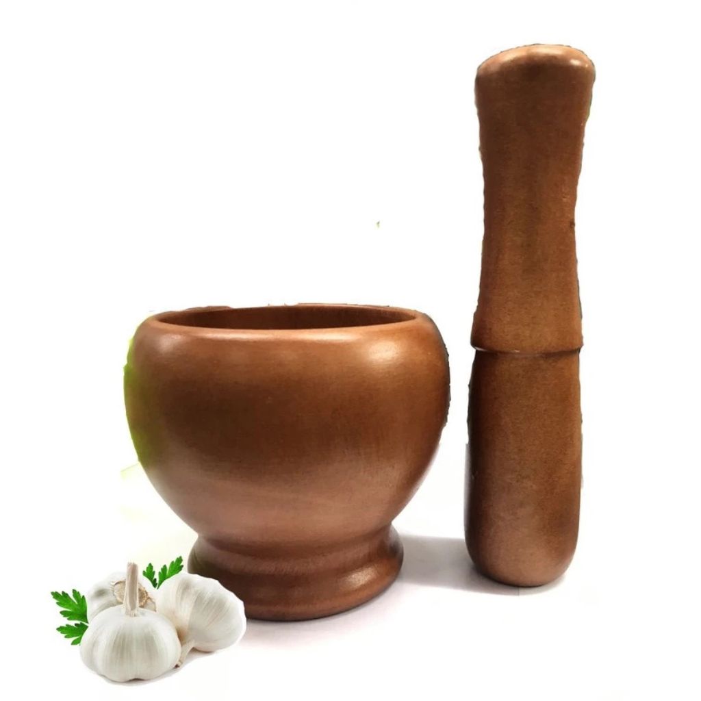 Bộ chày cối gỗ tự nhiên cao cấp giã tỏi hành gia vị an toàn - Ảnh 2