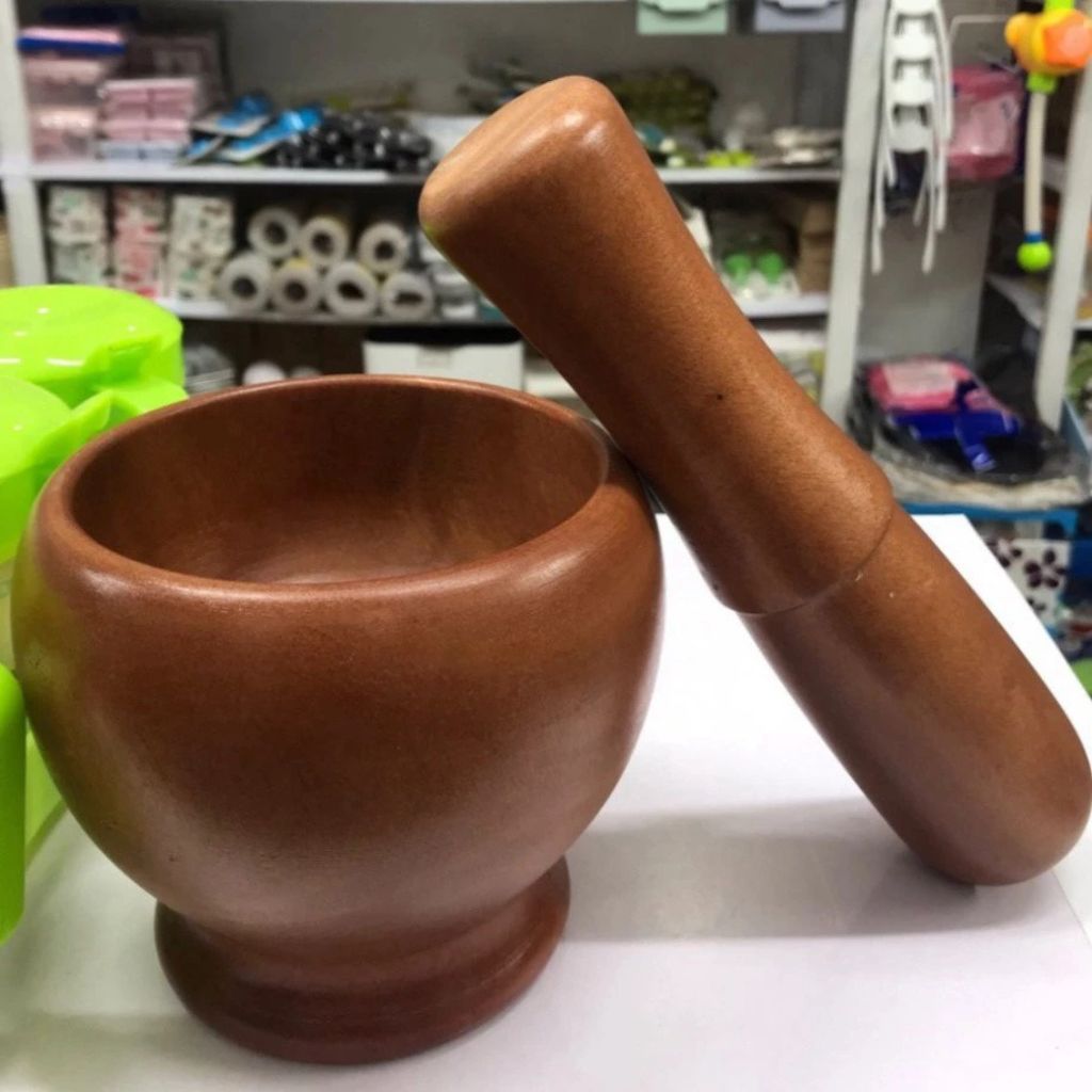 Bộ chày cối gỗ tự nhiên cao cấp giã tỏi hành gia vị an toàn - Ảnh 3