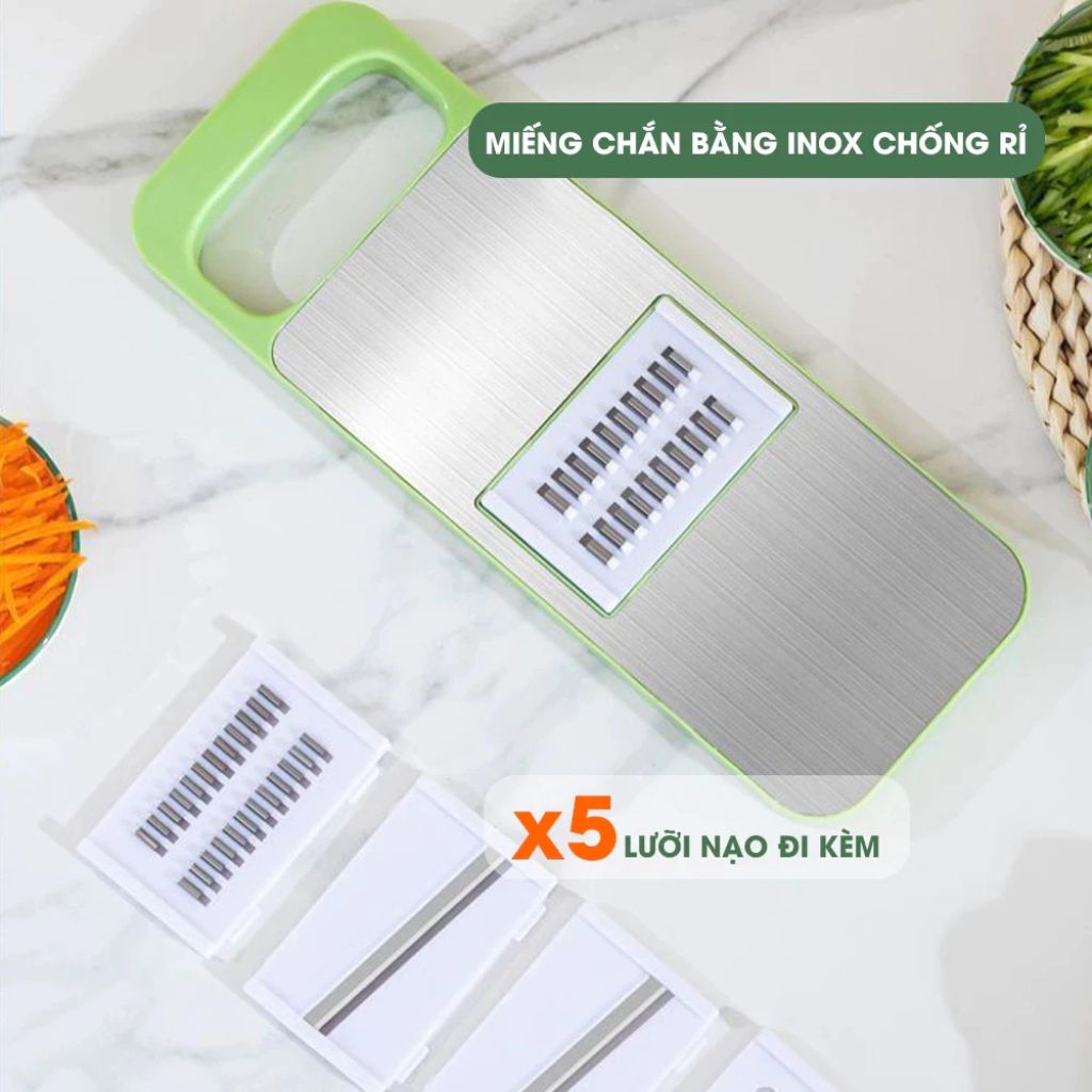 Bộ nạo rau củ quả 6 lưỡi dao inox 304 đa năng bào sợi thái lát tiện dụng - Ảnh 3