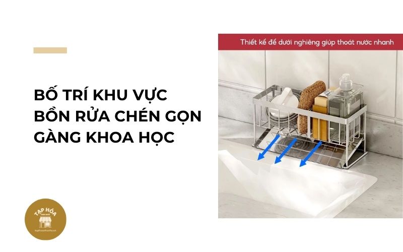 Bố trí khu vực bồn rửa chén gọn gàng khoa học