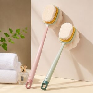 Bông tắm chà lưng 2 mặt cán dài kèm bàn chải tẩy tế bào chết mềm mịn