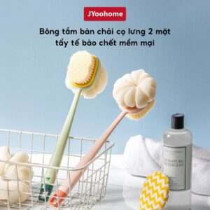 Bông tắm chà lưng 2 mặt cán dài kèm bàn chải tẩy tế bào chết mềm mịn