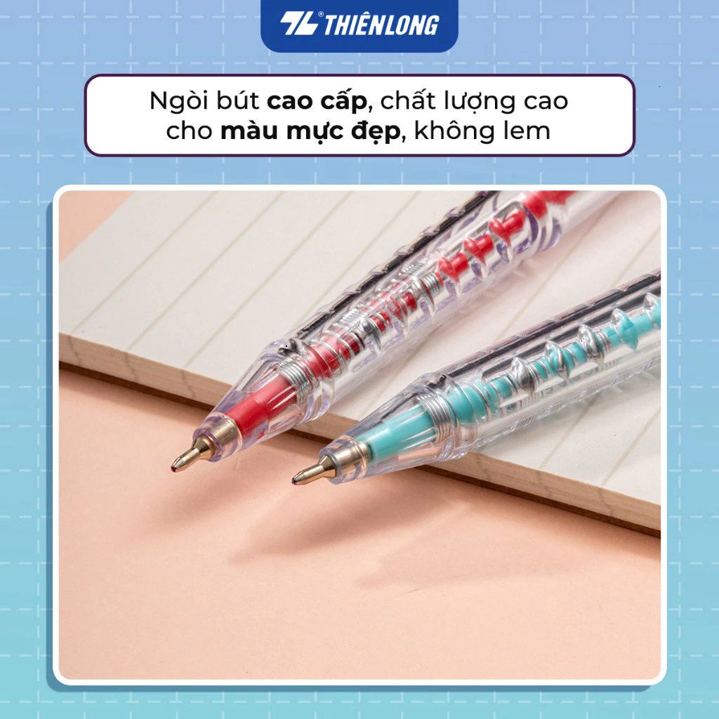 Bút bi Thiên Long TL-105 Pro 027 ngòi 0.5mm bút bấm viết êm mực đều - Ảnh 2
