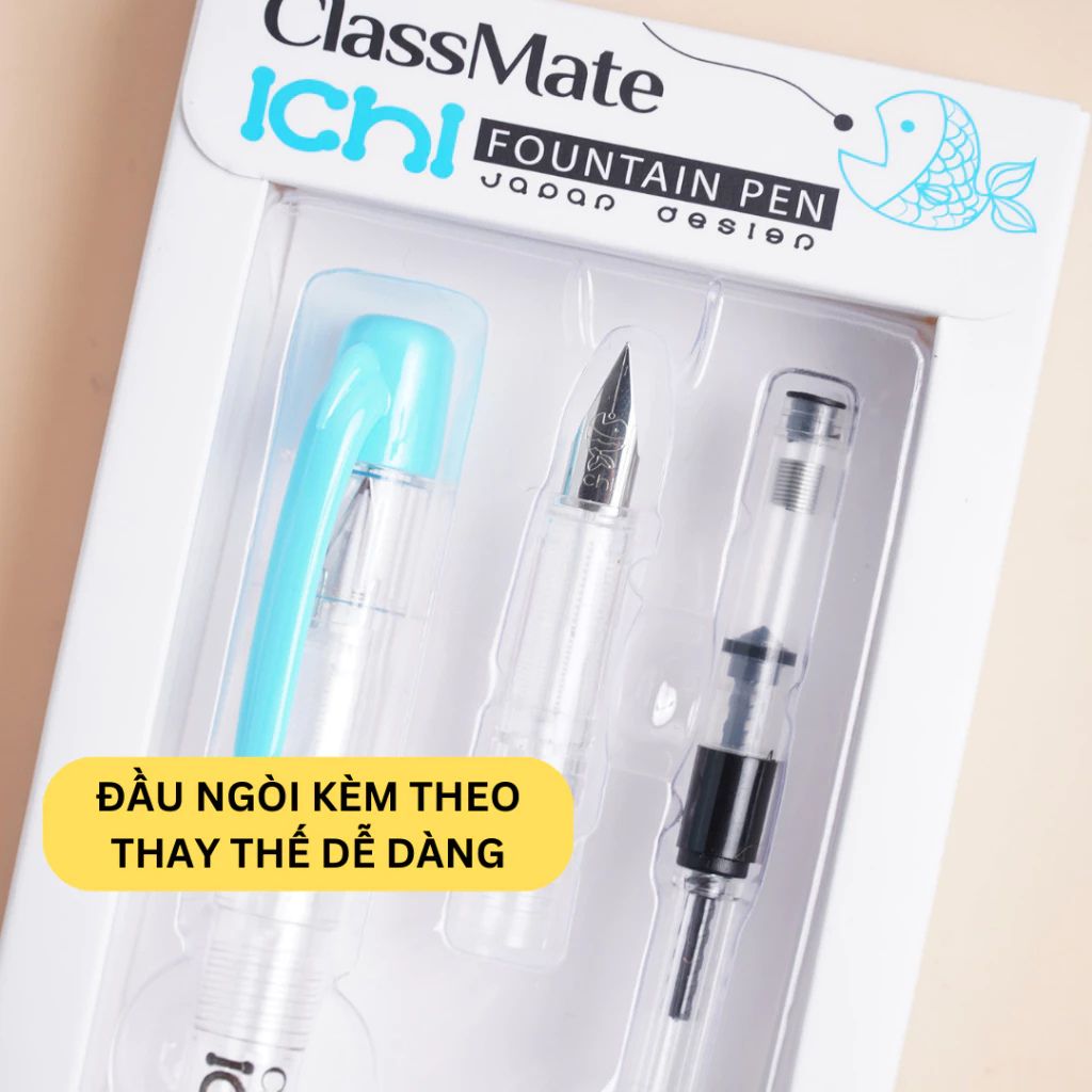 Bút máy ICHI CLASSMATE ngòi trơn thân siêu nhẹ kèm piston và ống mực - Ảnh 3