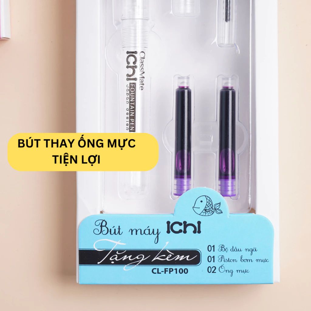 Bút máy ICHI CLASSMATE ngòi trơn thân siêu nhẹ kèm piston và ống mực - Ảnh 4