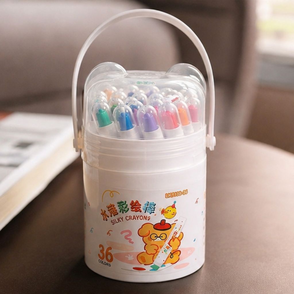 Bút sáp màu Silky Crayon cho bé 12 24 36 màu tan nước dễ lau sạch an toàn