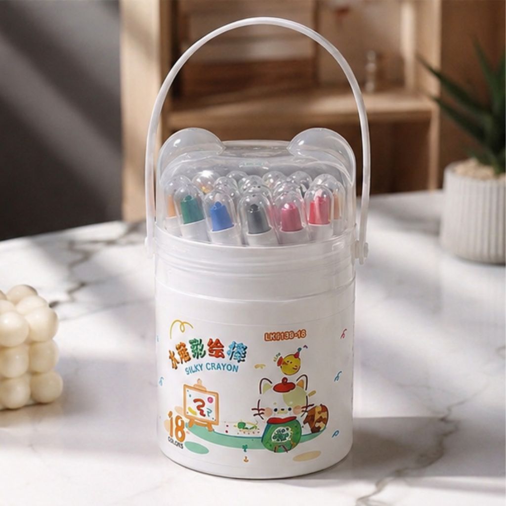 Bút sáp màu Silky Crayon cho bé 12 24 36 màu tan nước dễ lau sạch an toàn - Ảnh 2