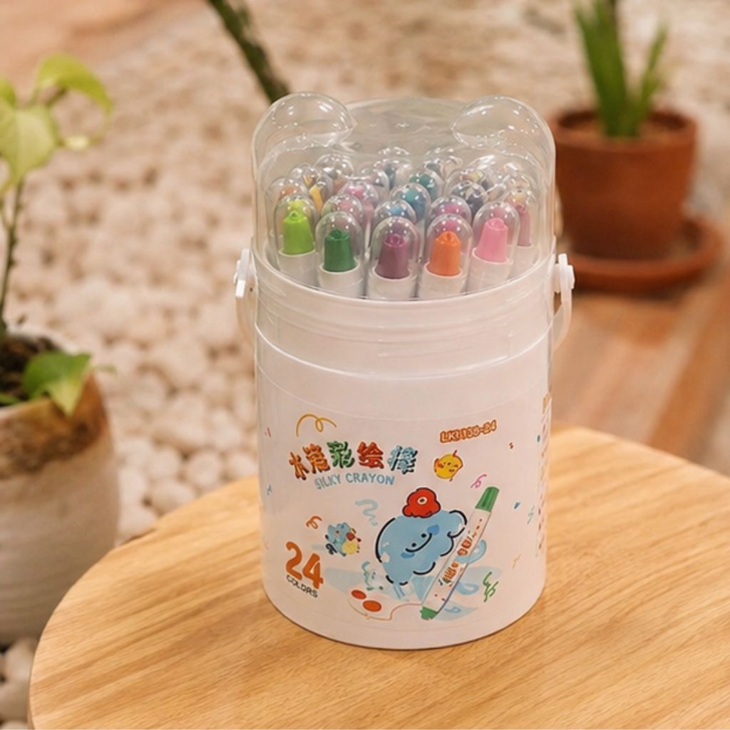 Bút sáp màu Silky Crayon cho bé 12 24 36 màu tan nước dễ lau sạch an toàn - Ảnh 3