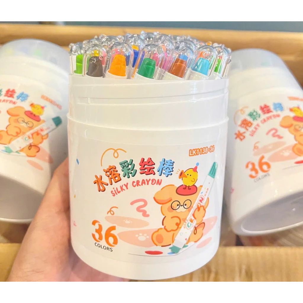 Bút sáp màu Silky Crayon cho bé 12 24 36 màu tan nước dễ lau sạch an toàn - Ảnh 3