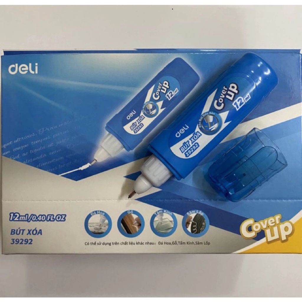 Bút xóa Deli 12ml chính hãng khô nhanh không rách giấy - Ảnh 4