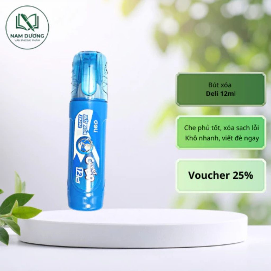 Bút xóa Deli 12ml chính hãng khô nhanh không rách giấy