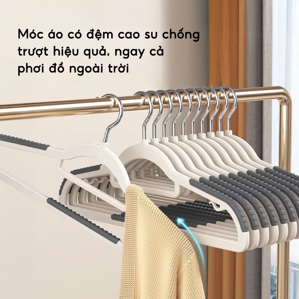 Combo 20 móc nhựa treo quần áo chống trượt xoay 360 độ bền đẹp đa năng - Ảnh 3
