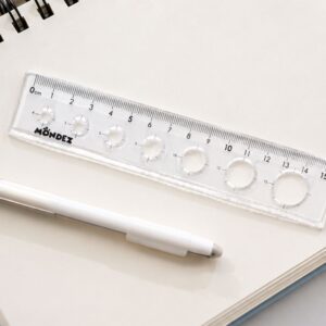 Combo 3 thước kẻ Mondez 15cm nhựa cao cấp có khuôn vẽ hình tròn