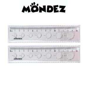 Combo 3 thước kẻ Mondez 15cm nhựa cao cấp có khuôn vẽ hình tròn