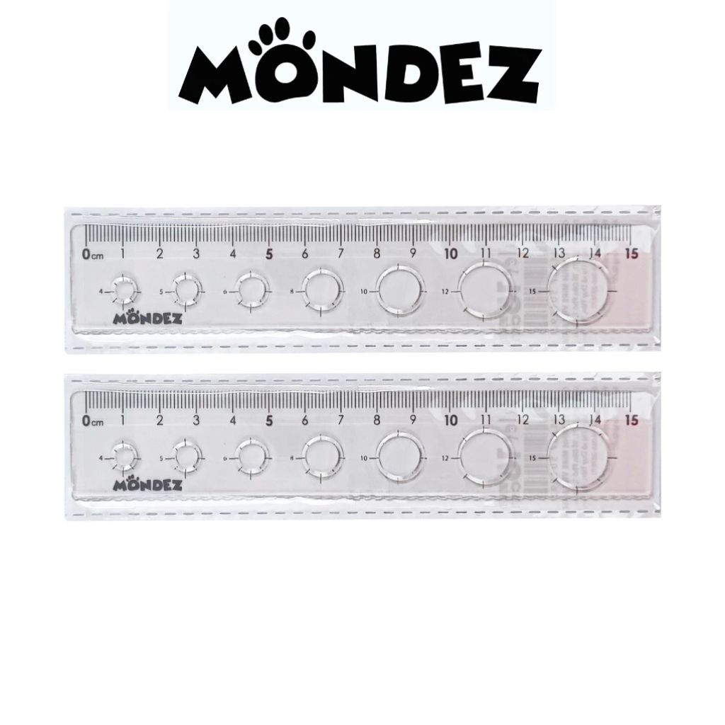 Combo 3 thước kẻ Mondez 15cm nhựa cao cấp có khuôn vẽ hình tròn