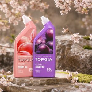 Combo 4 chai nước tẩy bồn cầu TOPGIA 500ml tặng giấy vệ sinh hương nho đào - Hình ảnh 4