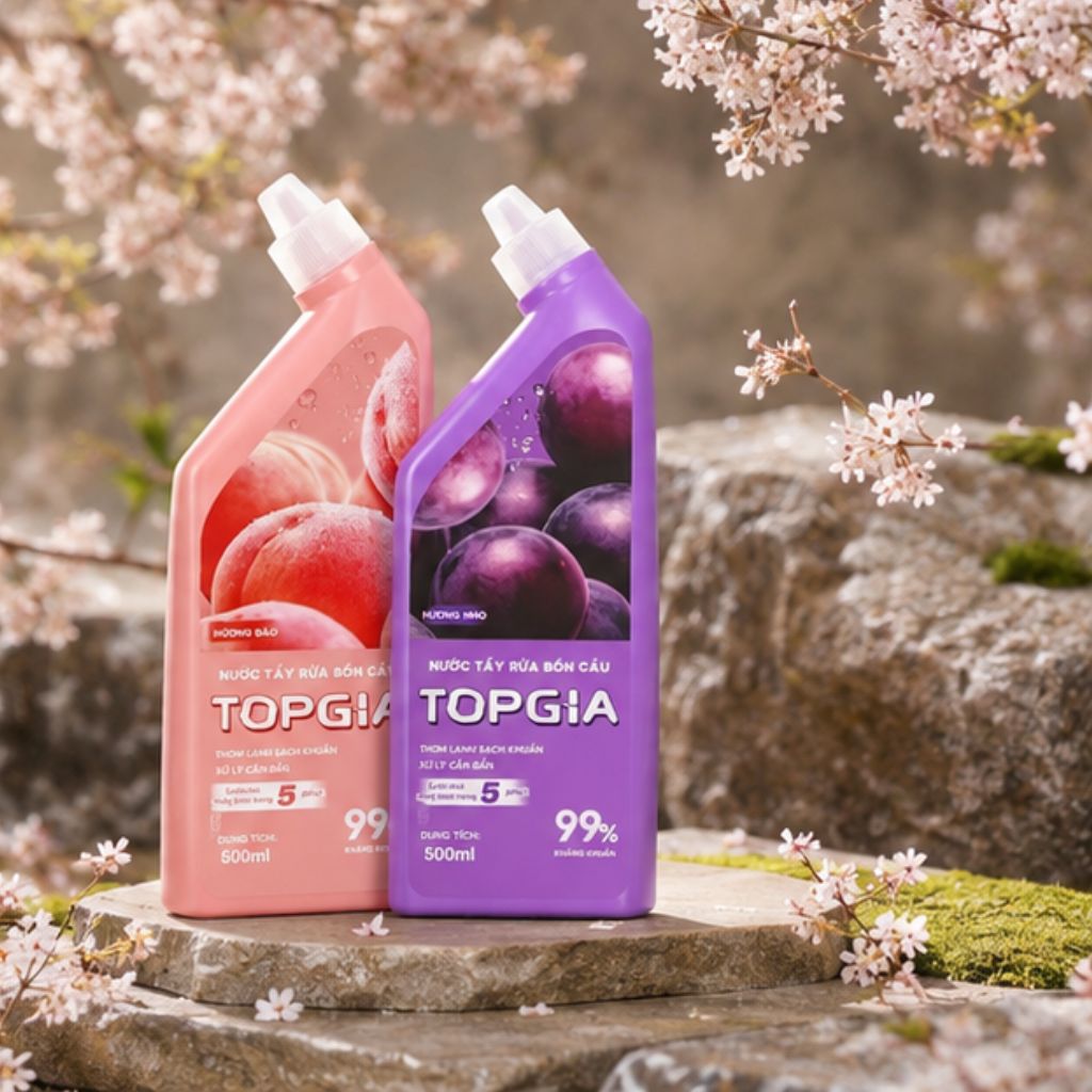Combo 4 chai nước tẩy bồn cầu TOPGIA 500ml tặng giấy vệ sinh hương nho đào - Ảnh 4
