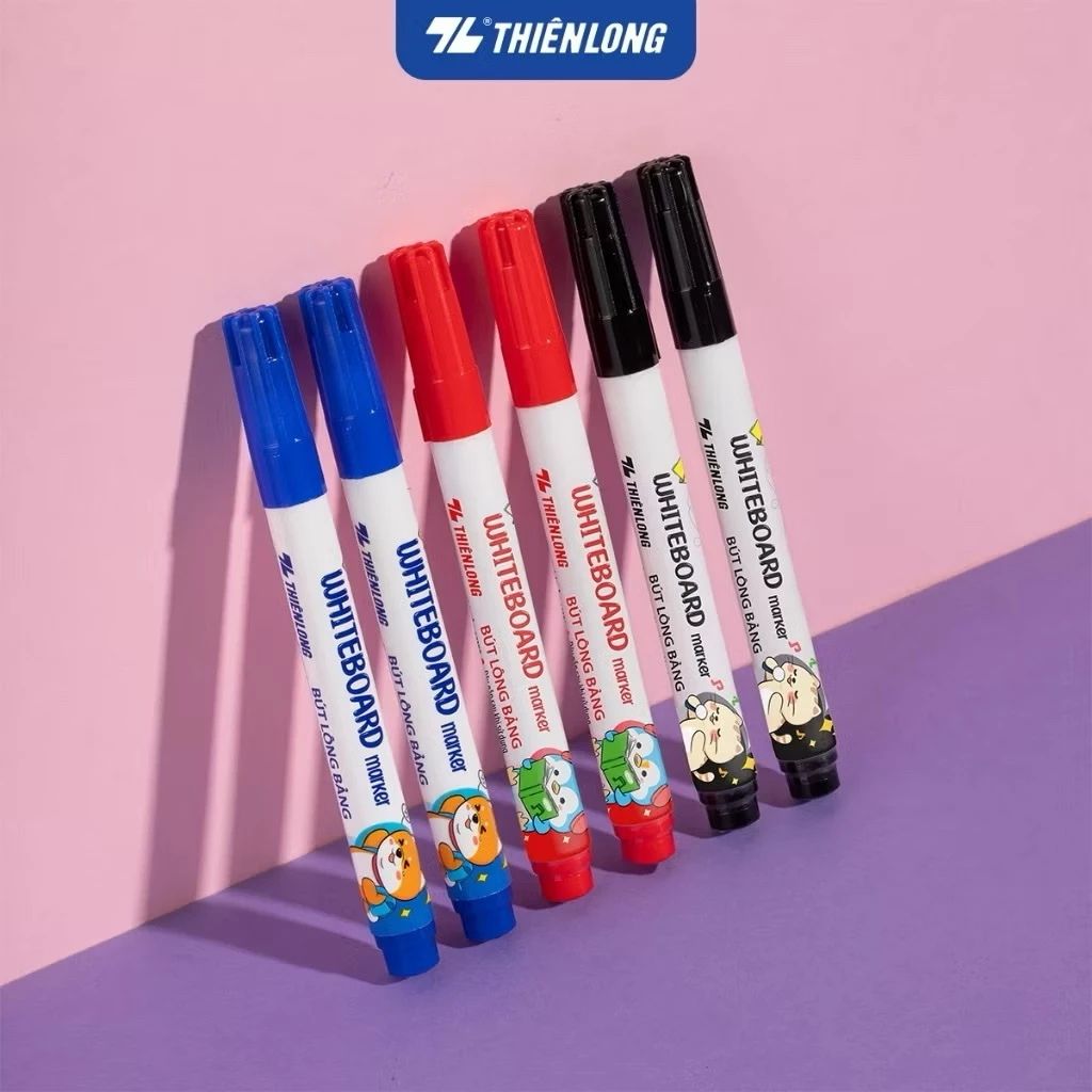 Combo 5/10/20 bút lông bảng Thiên Long WB-02 ngòi 1.1mm mực dễ xóa xanh đỏ đen - Ảnh 2