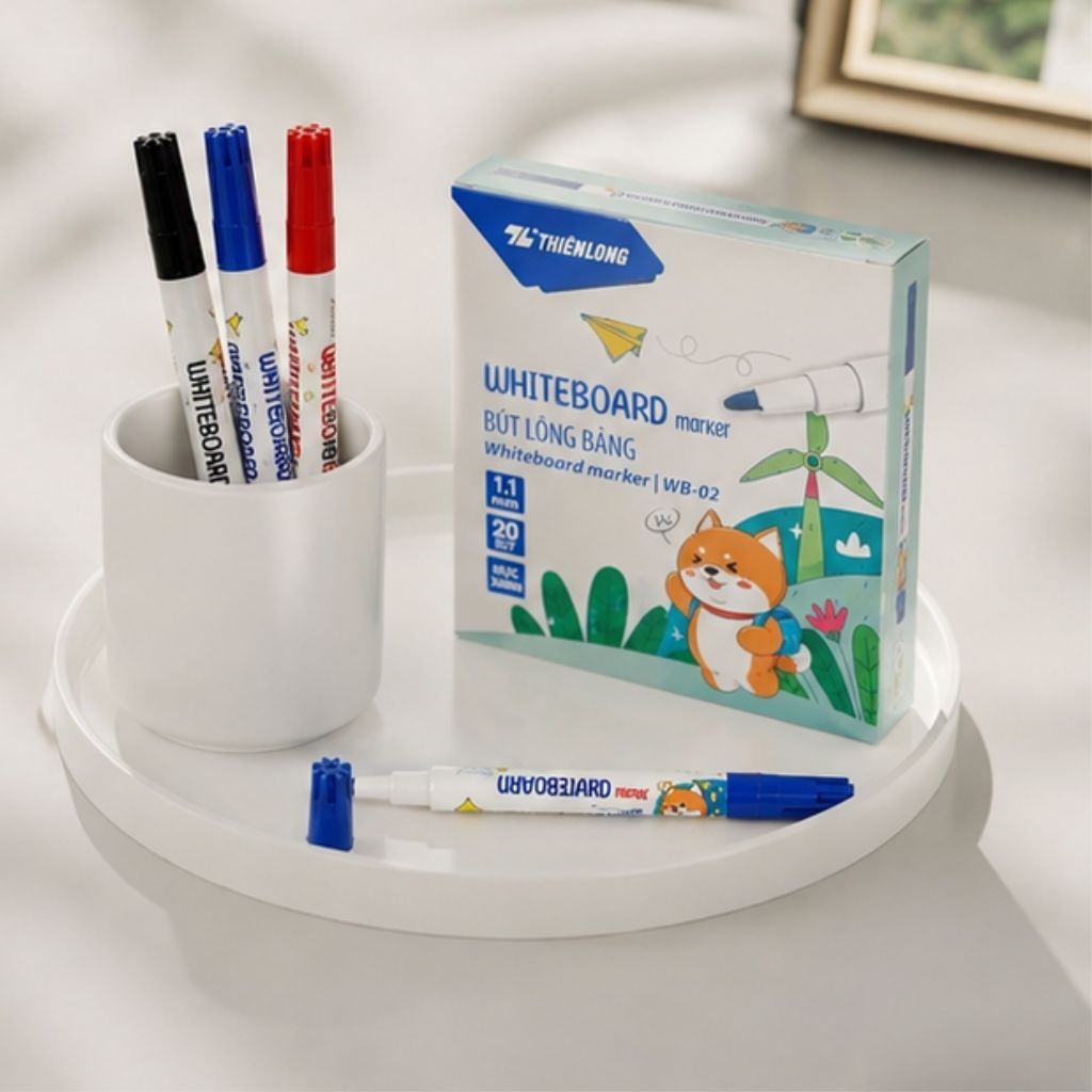 Combo 5/10/20 bút lông bảng Thiên Long WB-02 ngòi 1.1mm mực dễ xóa xanh đỏ đen - Ảnh 4