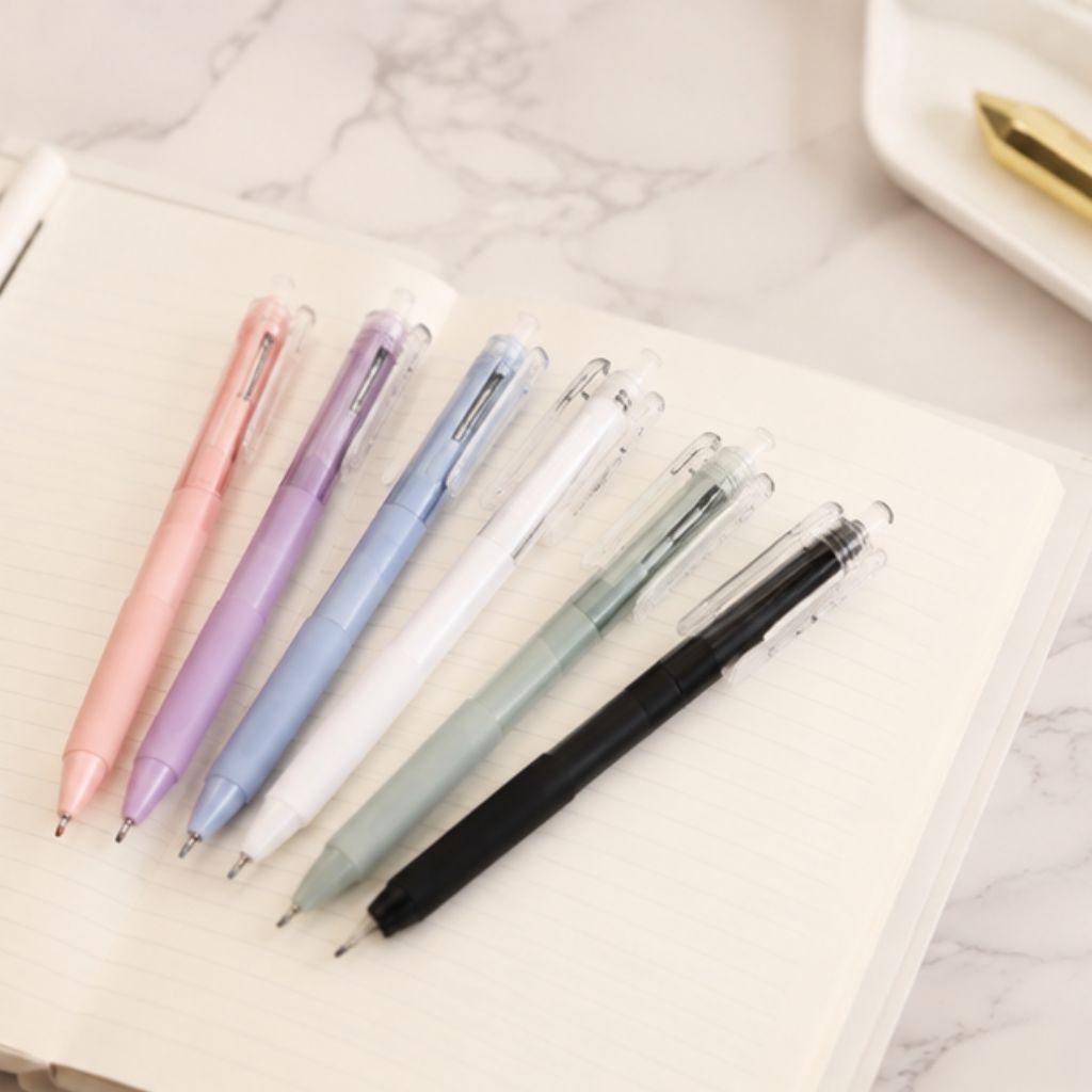 Combo 6 bút gel MOCA kèm 50 ngòi thay thế mực đen 0.5mm pastel