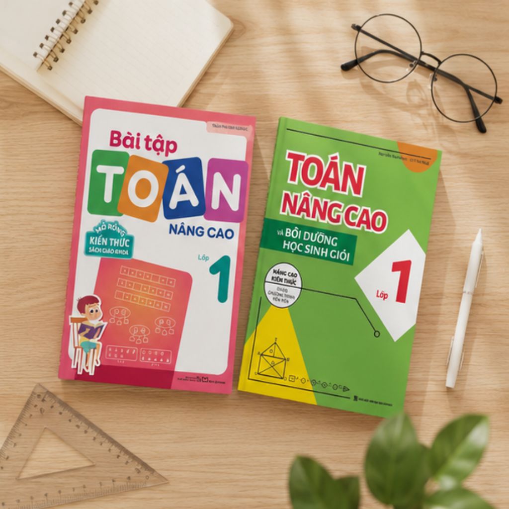 Combo sách Toán nâng cao lớp 1 gồm 2 cuốn bồi dưỡng và bài tập