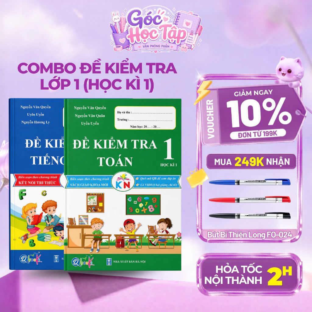 Combo sách đề kiểm tra Toán và Tiếng Việt lớp 1 học kỳ 1 Kết Nối Tri Thức