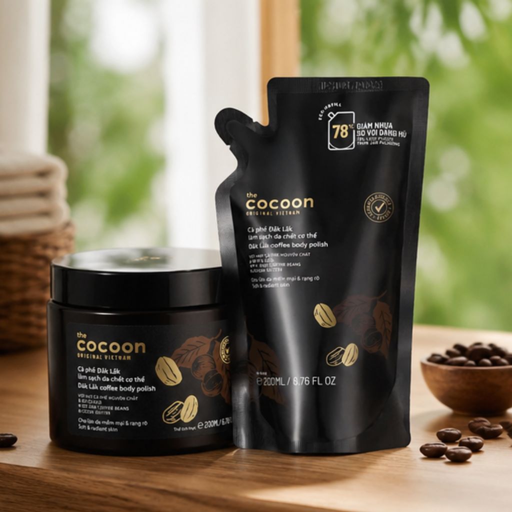 Combo tẩy da chết cà phê Cocoon Đắk Lắk 200ml hũ + refill 200ml - Ảnh 3