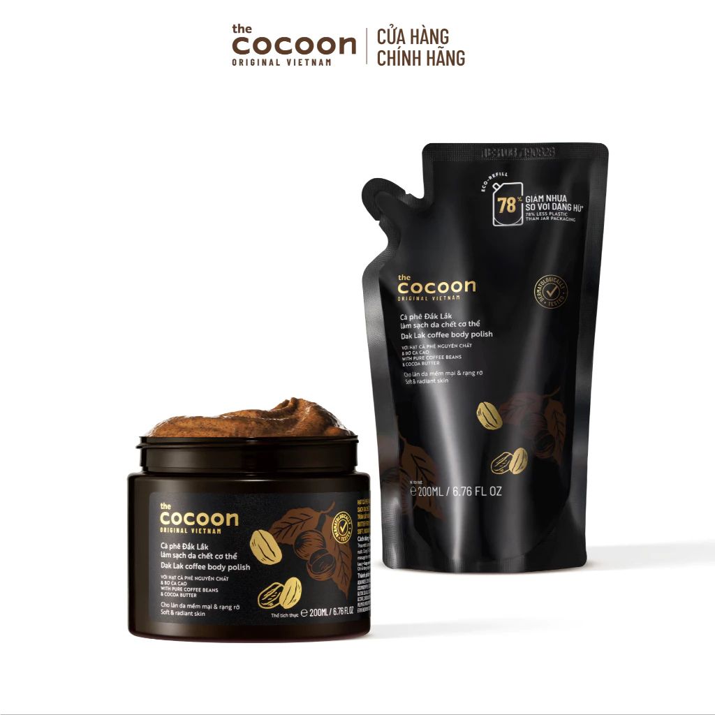 Combo tẩy da chết cà phê Cocoon Đắk Lắk 200ml hũ + refill 200ml - Ảnh 2