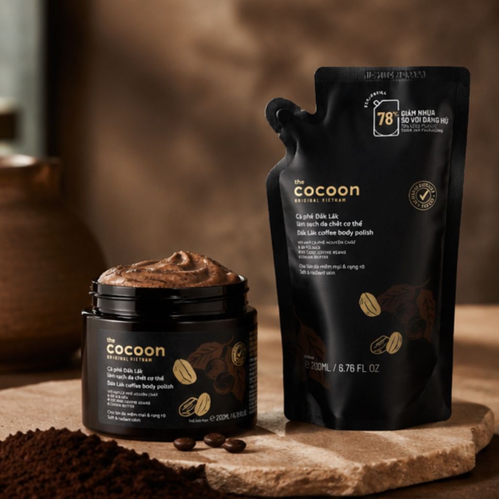 Combo tẩy da chết cà phê Cocoon Đắk Lắk 200ml hũ + refill 200ml - Ảnh 4