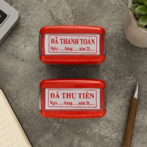 Con dấu ngày tháng năm Shiny S-222 đã thanh toán đã thu tiền đã chi tiền