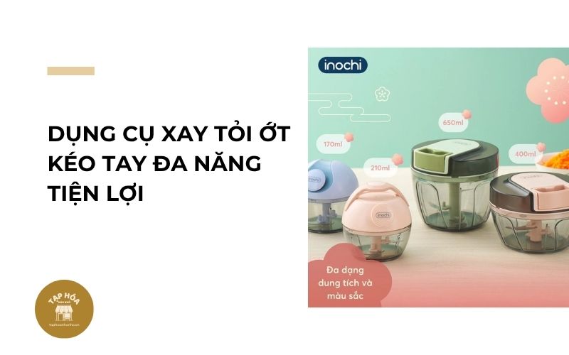 Dụng cụ xay tỏi ớt kéo tay đa năng tiện lợi