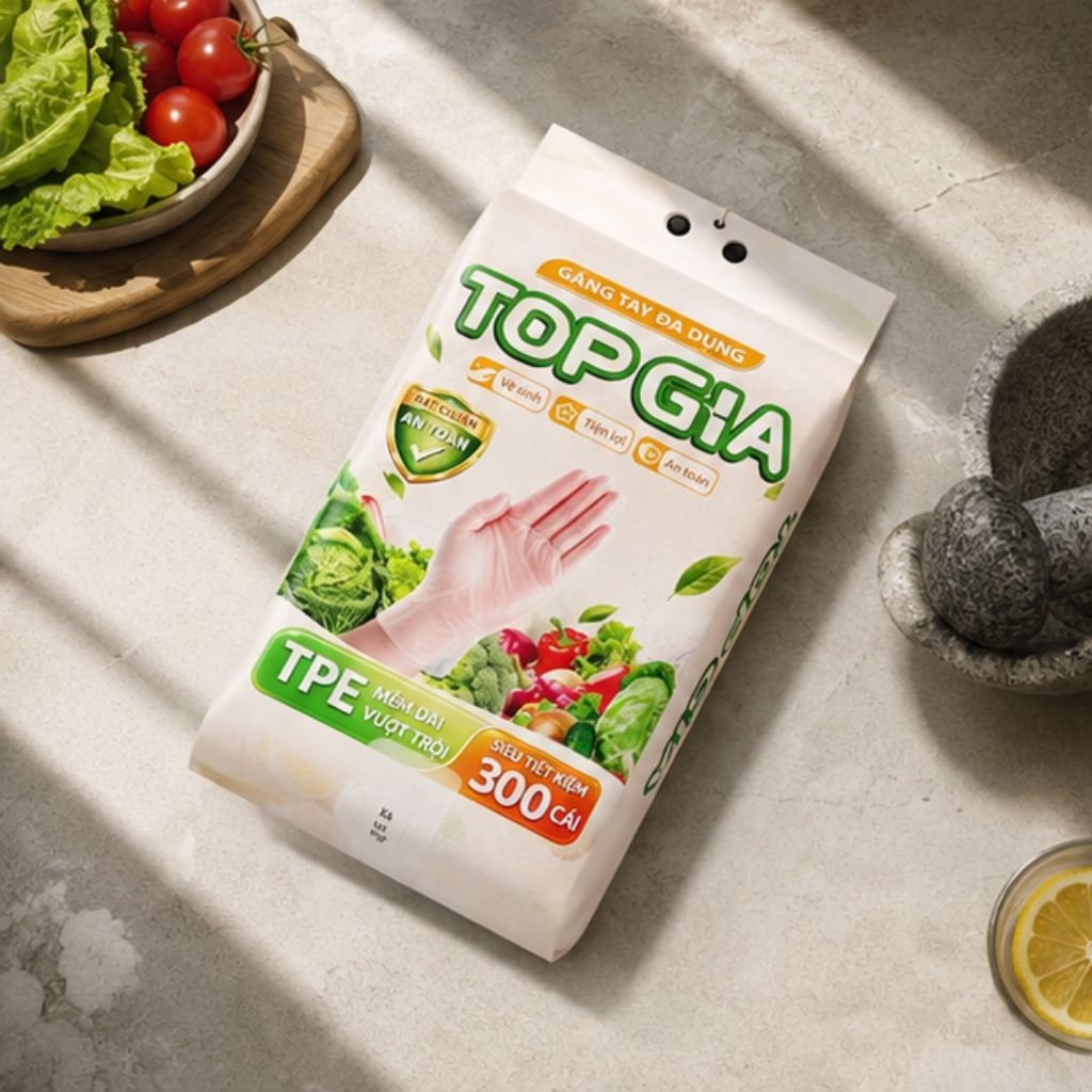 Găng tay TPE treo tường dạng rút TopGia 300 cái đa dụng tặng kèm móc dán