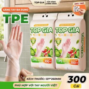 Găng tay TPE treo tường dạng rút TopGia 300 cái đa dụng tặng kèm móc dán