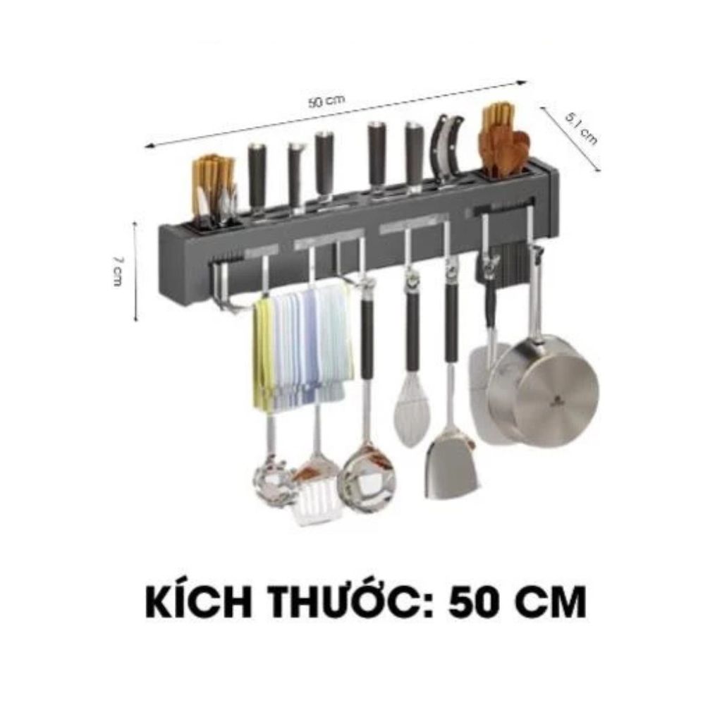 Giá cài dao dán tường thép không gỉ kệ treo dao nhà bếp đa năng - Ảnh 3