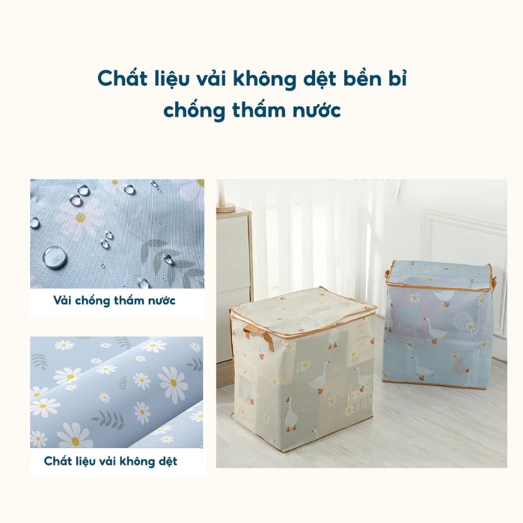 Giỏ đựng quần áo vải chống nước 100L 140L gấp gọn JYoohome - Ảnh 2