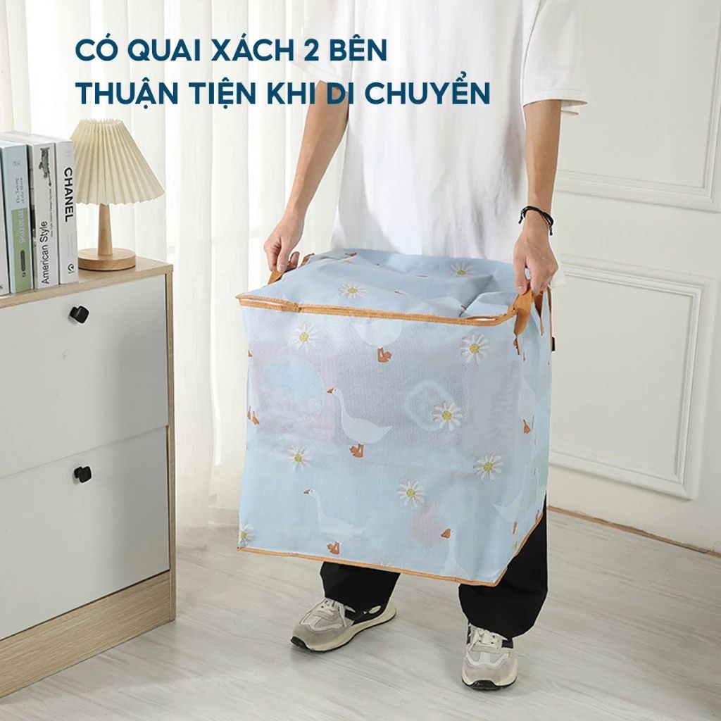 Giỏ đựng quần áo vải chống nước 100L 140L gấp gọn JYoohome - Ảnh 3