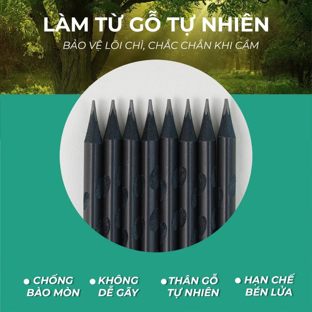 Hộp 10 bút chì 2B NoiR CLASSMATE gỗ đen ngòi đậm mịn kèm gọt chì - Ảnh 2