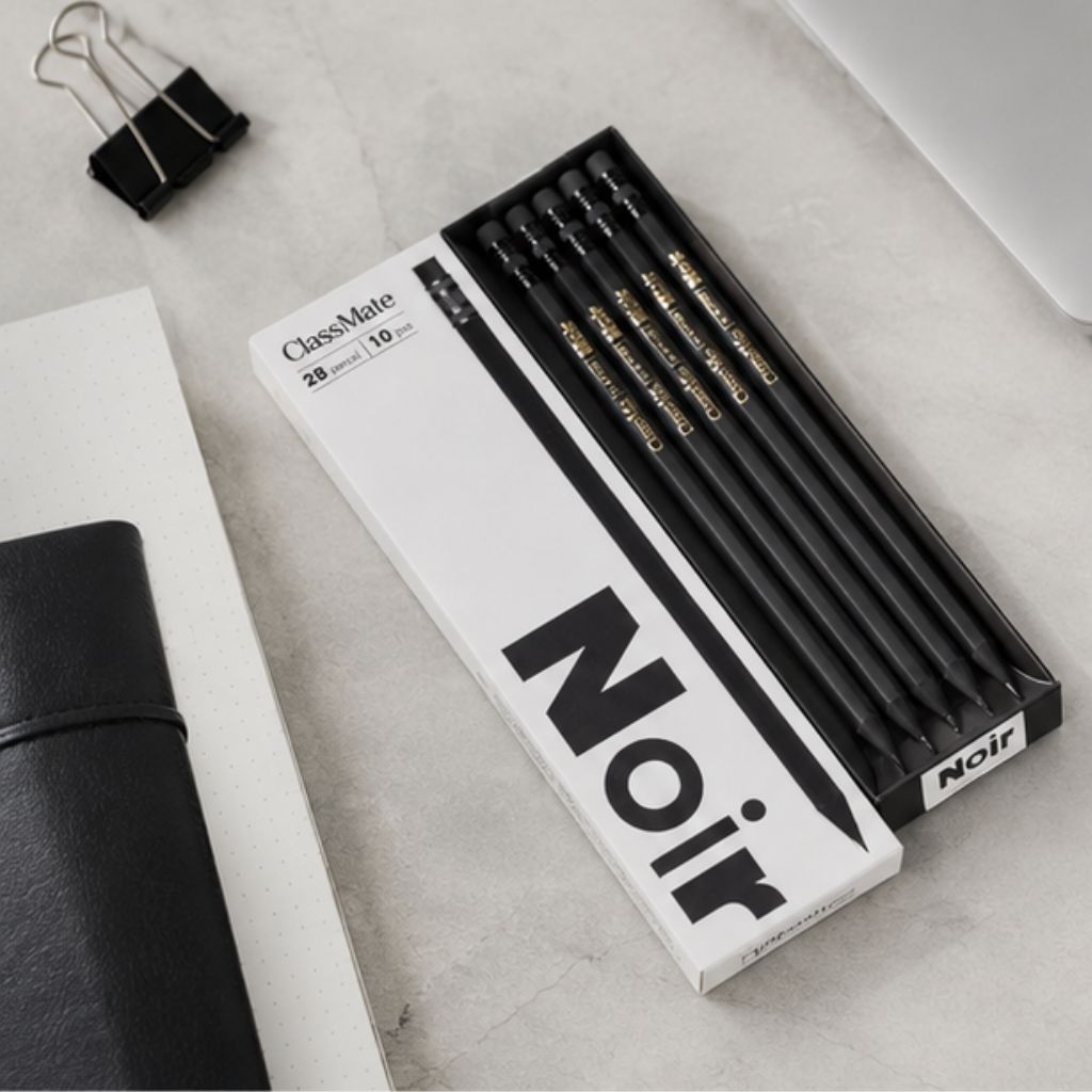 Hộp 10 bút chì 2B NoiR CLASSMATE gỗ đen ngòi đậm mịn kèm gọt chì - Ảnh 2