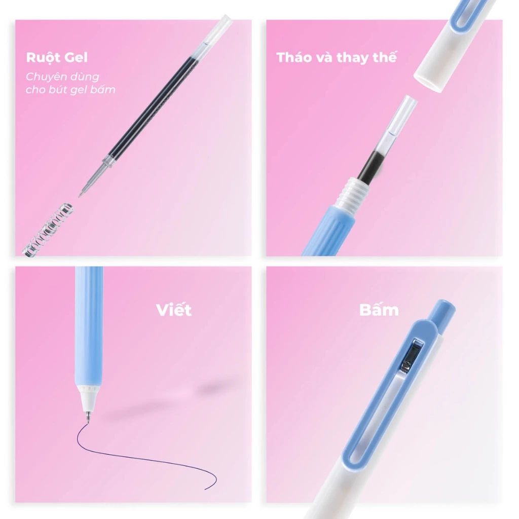 Hộp 3 bút gel bấm CLASSMATE Vintage 0.5mm viết trơn mực nhanh khô - Ảnh 4