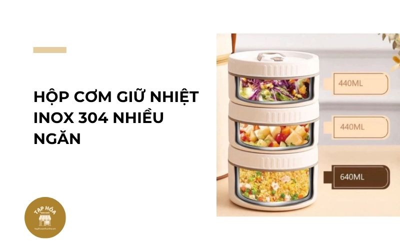 Hộp cơm giữ nhiệt inox 304 nhiều ngăn