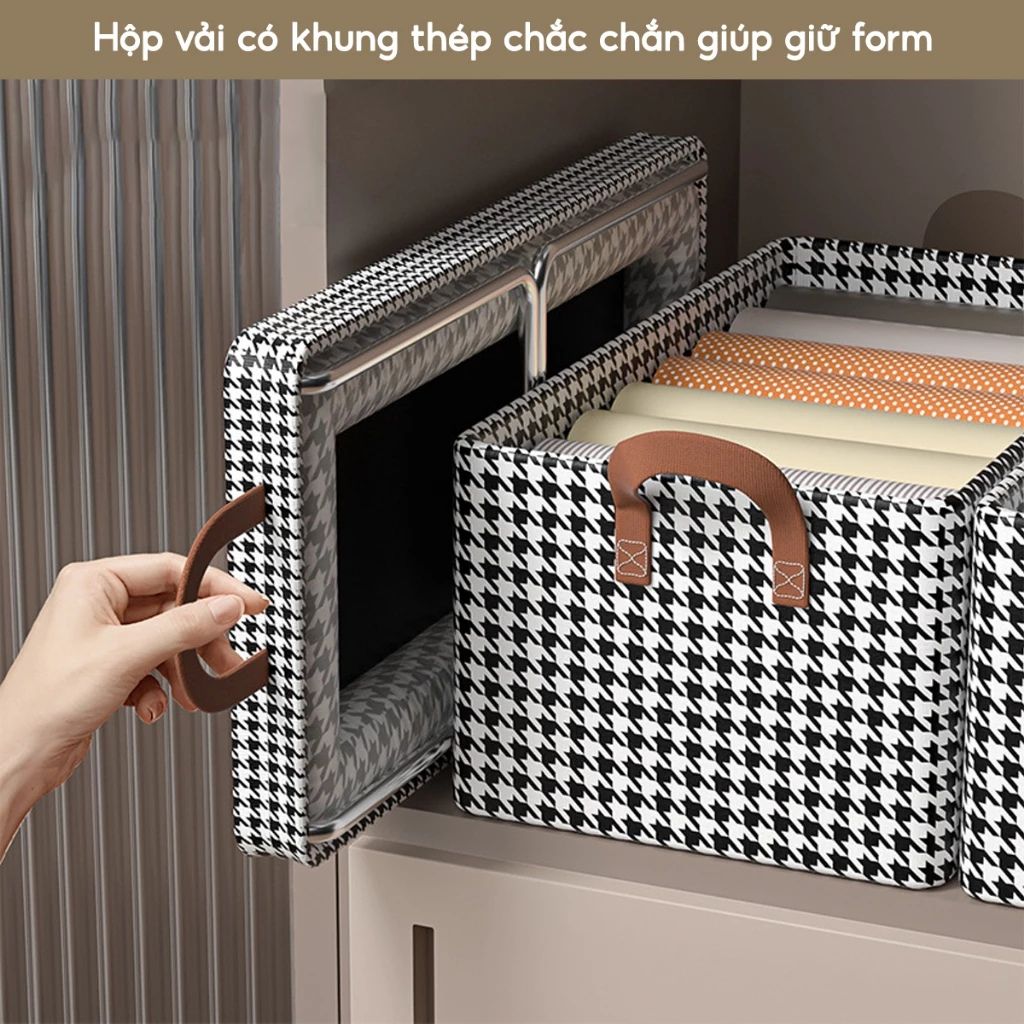 Hộp đựng quần áo khung thép JYoohome gấp gọn chống thấm giữ form - Ảnh 2