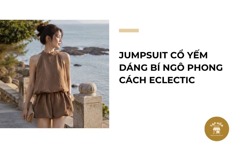 Jumpsuit cổ yếm dáng bí ngô phong cách Eclectic