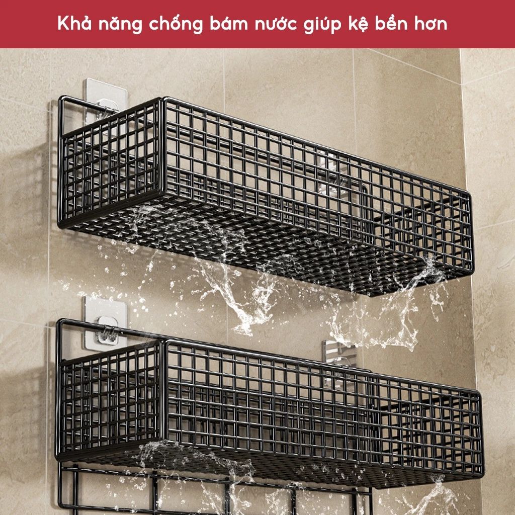 Kệ đựng đồ nhà tắm dán tường JYoohome chịu tải 10kg thép sơn tĩnh điện - Ảnh 2