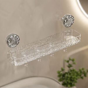 Kệ nhà tắm hút chân không Acrylic JYoohome dán tường kèm móc treo đa năng - Hình ảnh 3