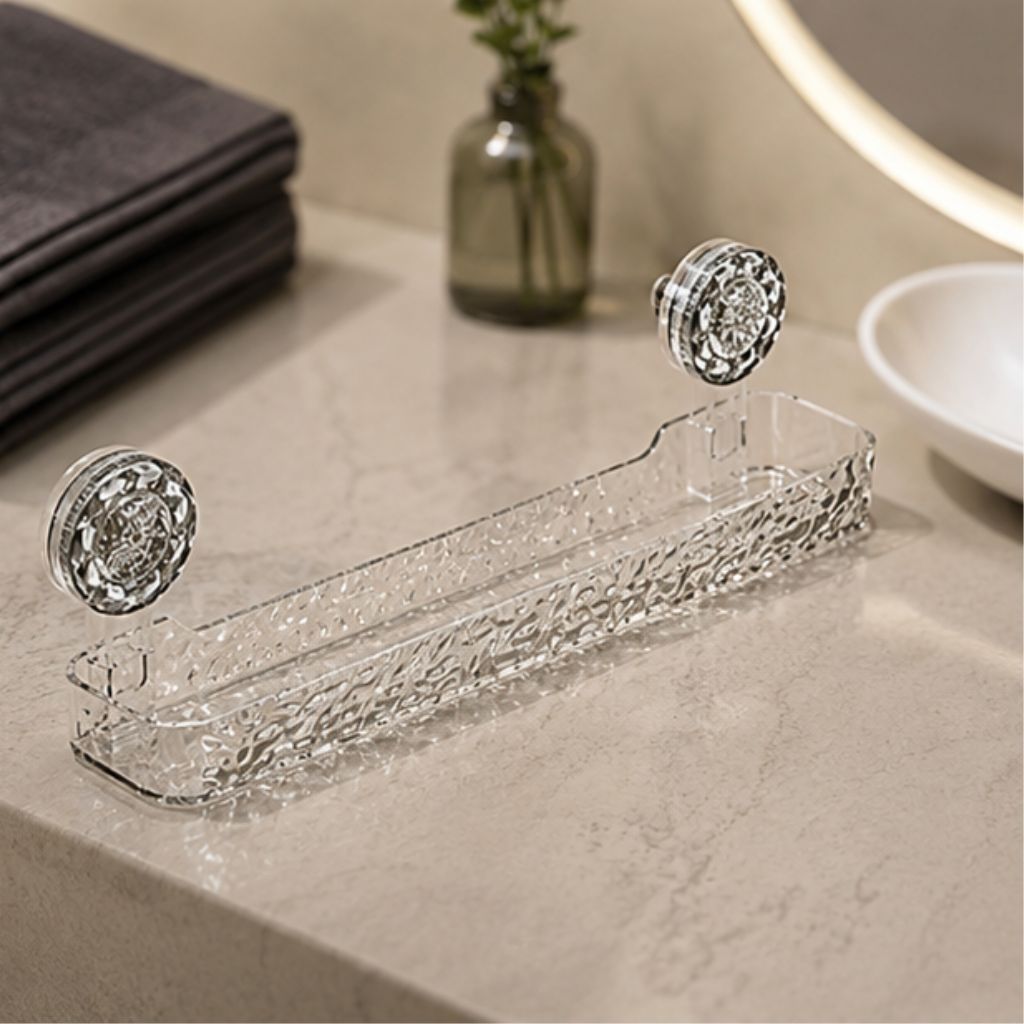 Kệ nhà tắm hút chân không Acrylic JYoohome dán tường kèm móc treo đa năng - Ảnh 4