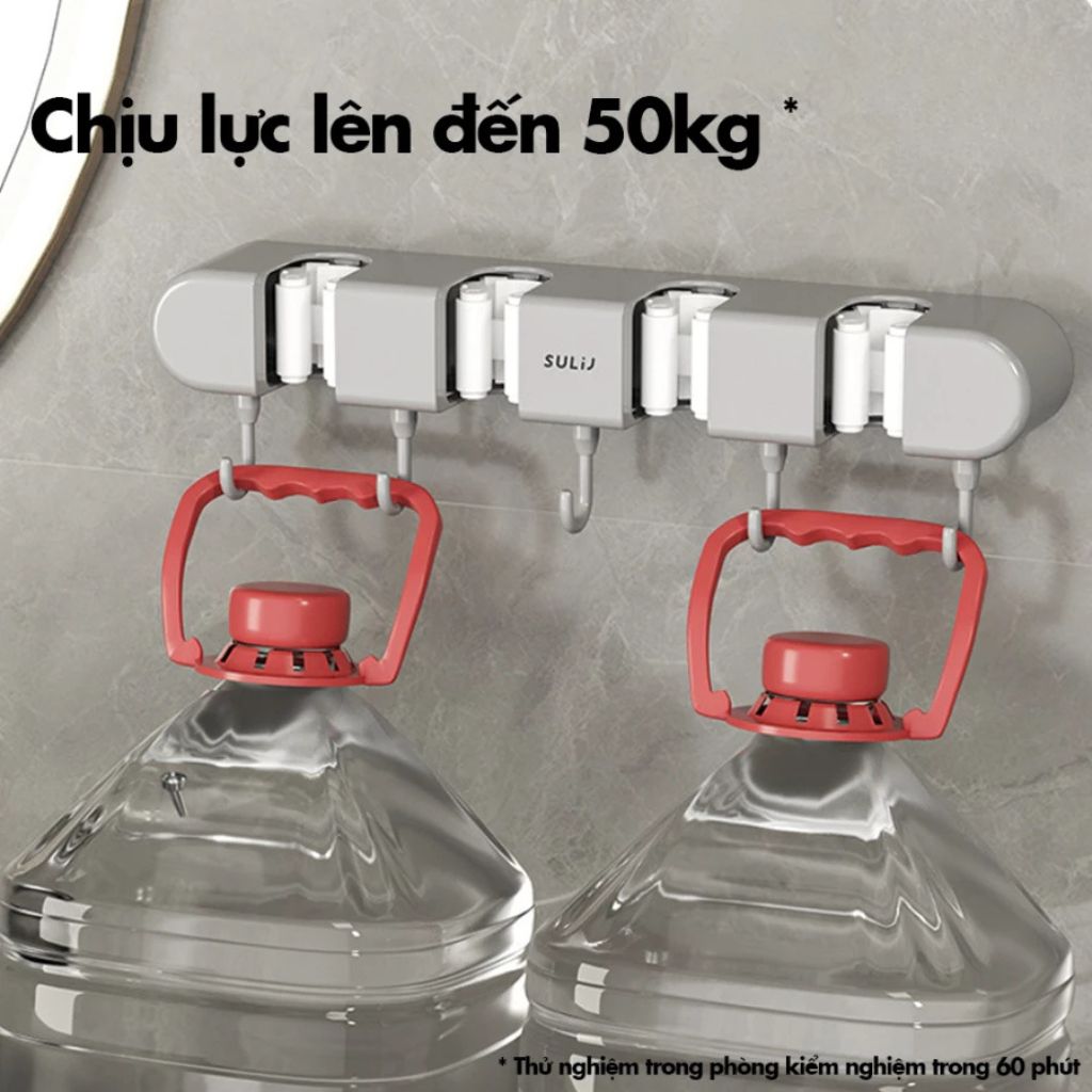 Kẹp treo chổi dán tường TORO kèm 5 móc chịu lực giá treo đa năng - Ảnh 3